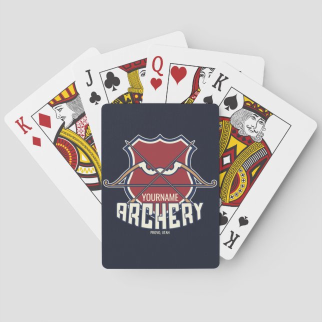 Personalized NAME Archery Sports Recurve Bow Arrow Playing Cards (Back)