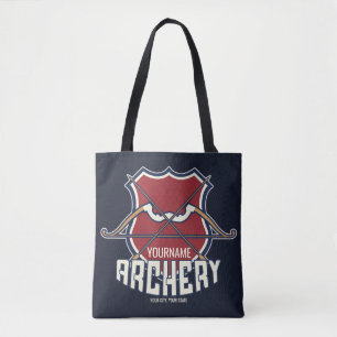 Personalized NAME Archery Sports Recurve Bow Arrow Tote Bag