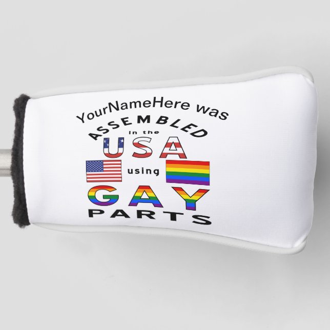 Personalized Name Assembled USA Gay Parts  Golf Head Cover (Front)