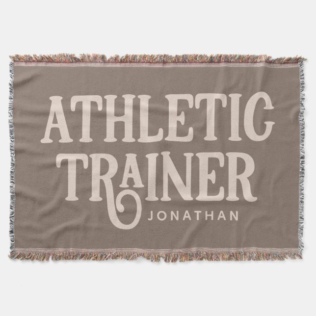 Personalized Name Athletic Trainer Throw Blanket (Front)