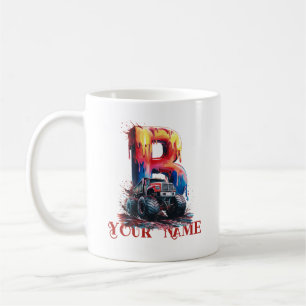 Personalized Name 'B' Mud Splatter Monstrous Truc Coffee Mug