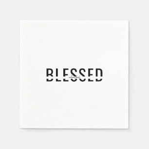 Personalized Name B/W Blessed Holiday Cocktail Napkin