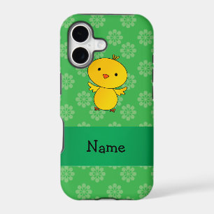 Personalized name baby chick green flowers
