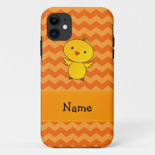 Personalized name baby chick orange chevrons iPhone 11 case