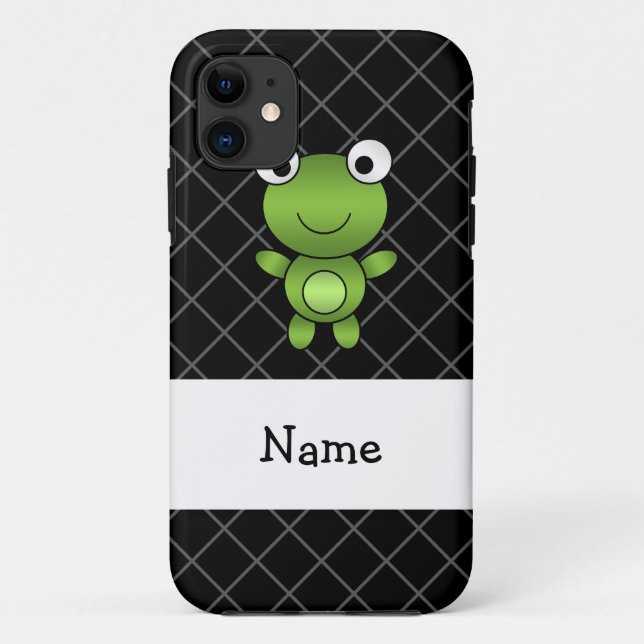 Personalized name baby frog black criss cross Case-Mate iPhone case (Back)
