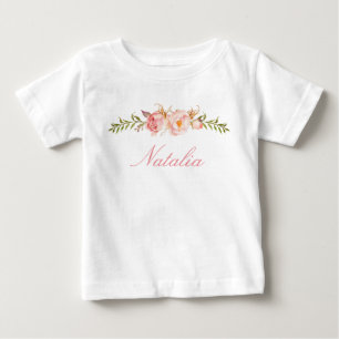 Personalized Name Baby Girl Watercolor Floral-13 T-Shirt