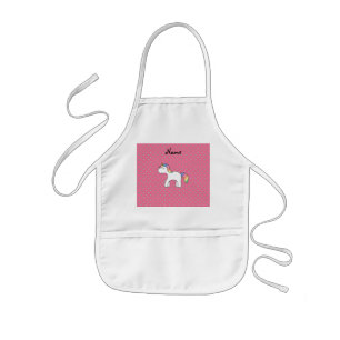 Personalized name baby unicorn pink diamonds kids apron