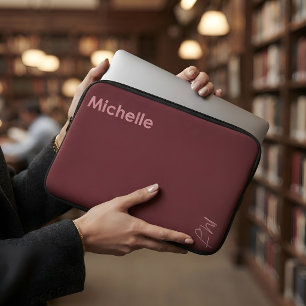 Personalized Name Back to School Burgundy Laptop Sleeve
