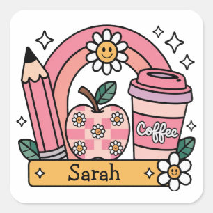 Personalized Name Back to School Gift for Teacher Square Sticker