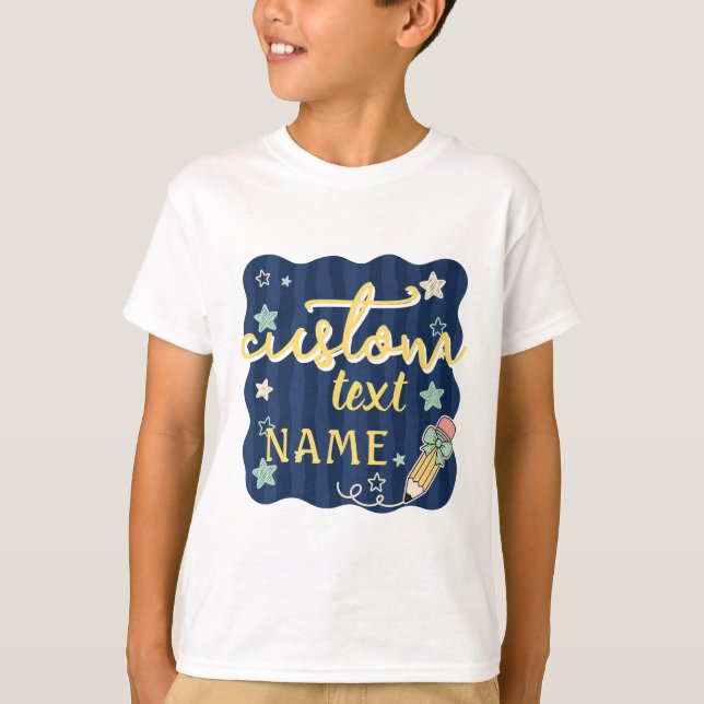 Personalized Name Back To School Grade T-Shirt (Front)