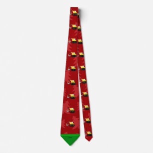 Personalized name backhoe red christmas trees tie