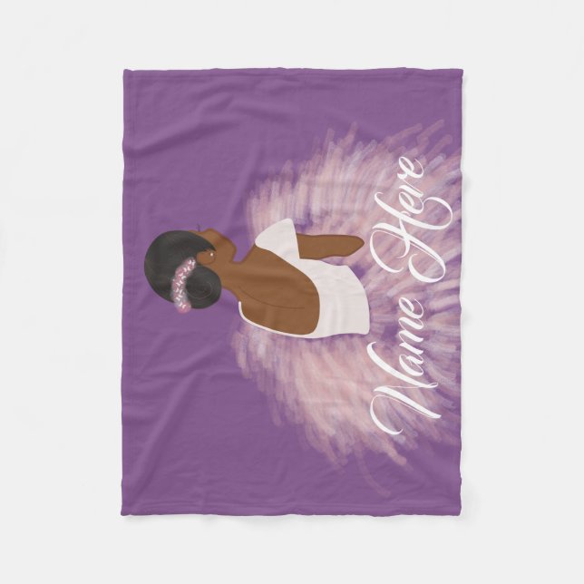 Personalized Name  Ballerina African American Fleece Blanket (Front)
