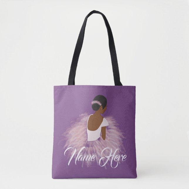 Personalized Name  Ballerina African American Tote Bag (Front)