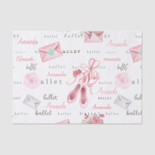 Personalized Name Ballerina Ballet Custom Pink Tissue Paper