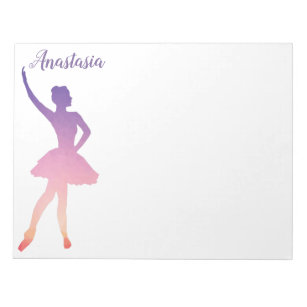 Personalized name ballerina girl dancing notepad