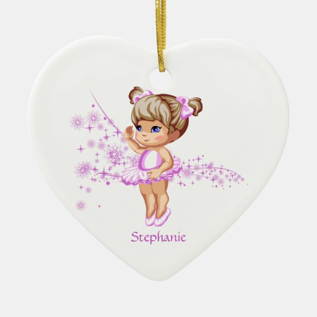 Personalized name ballerina girl heart ornament (Front)