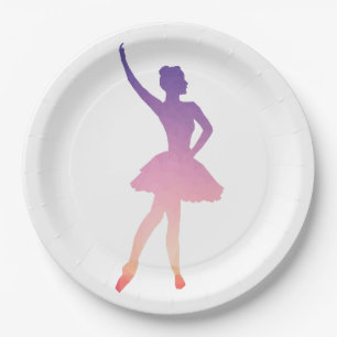 Personalized name ballerina modern paper plate