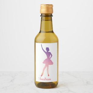 Personalized name ballerina modern wine label