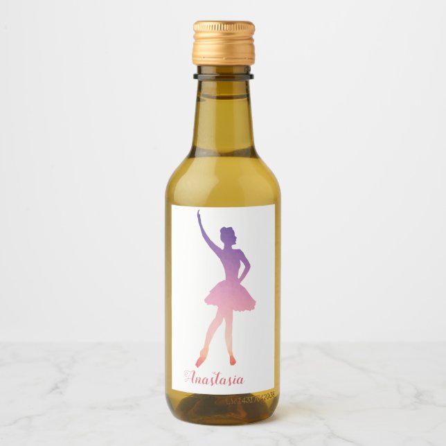 Personalized name ballerina modern wine label (Front)