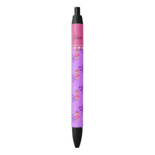 Personalized name ballerina pastel purple bows black ink pen