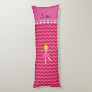 Personalized name ballerina pink chevrons body pillow