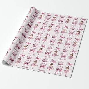 Personalized Name Ballet Ballerina Pink Pattern    Wrapping Paper