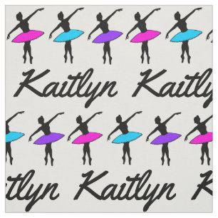 Personalized Name Ballet Pointe Dancer Ballerina Fabric