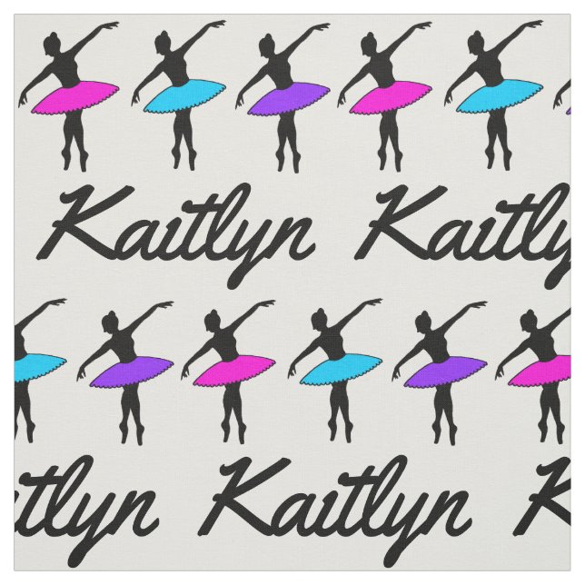 Personalized Name Ballet Pointe Dancer Ballerina Fabric (Swatch)
