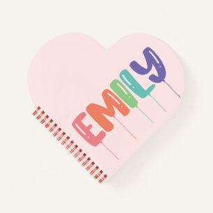 Personalized Name Balloon Gift Idea Heart Notebook