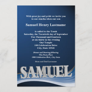 Personalized Name Bar Mitzvah Invitation