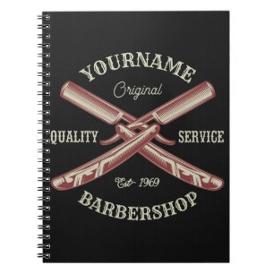 Personalized NAME Barber Straight Razor Barbershop Notebook
