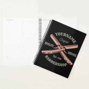 Personalized NAME Barber Straight Razor Barbershop Planner