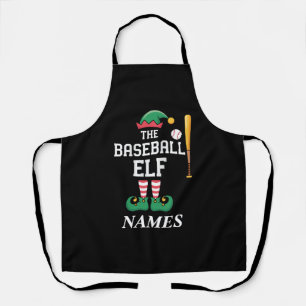 Personalized Name Baseball Elf Family Matching Apron