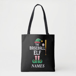 Personalized Name Baseball Elf Family Matching  Tote Bag