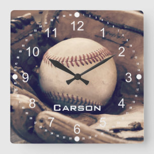 Personalized Name Baseball in Glove Wall Clock