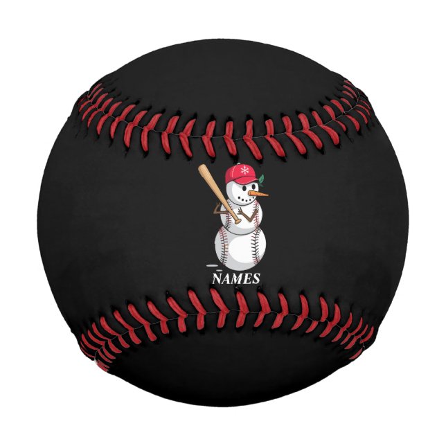 Personalized Name Baseball Snowman Balls Snow Xmas (Front)