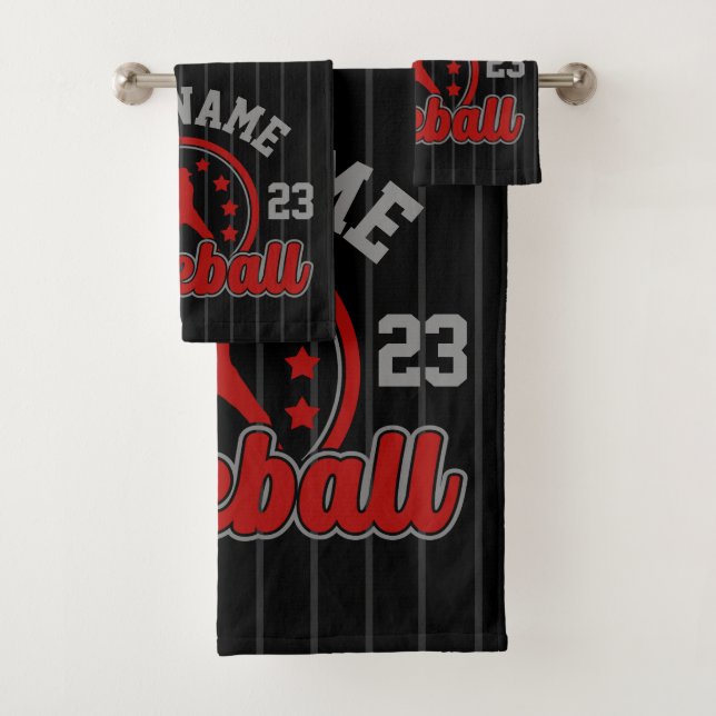 Personalized NAME Baseball Team Player Game Bath Towel Set (Insitu)