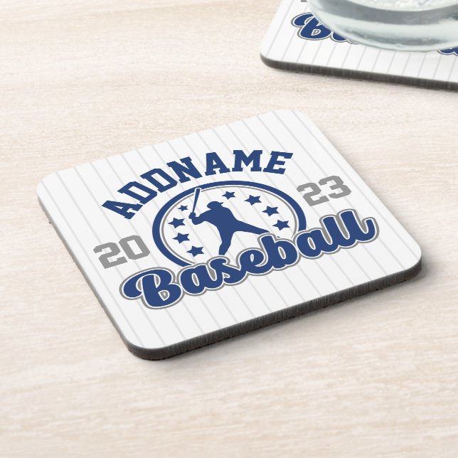 Personalized NAME Baseball Team Player Game Coaster (Left Side)