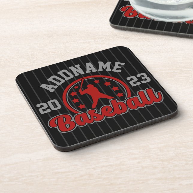 Personalized NAME Baseball Team Player Game Coaster (Left Side)