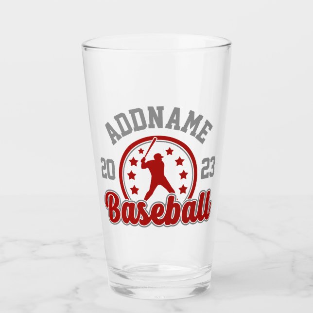 Personalized NAME Baseball Team Player Game Glass (Front)