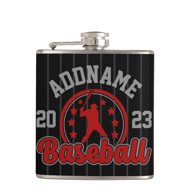 Personalized NAME Baseball Team Player Game Hip Flask (Front)