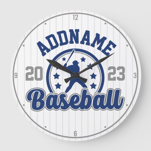Personalized NAME Baseball Team Player Game Large Clock (Front)
