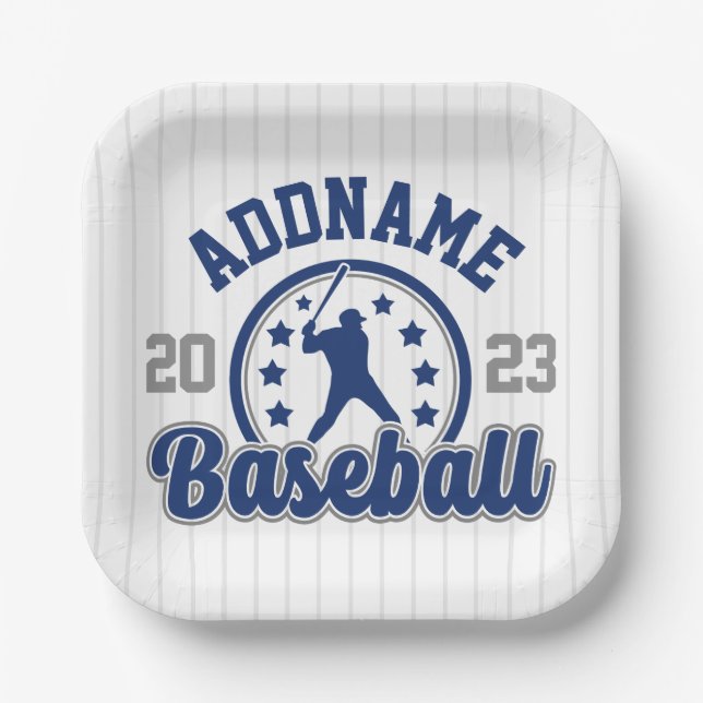 Personalized NAME Baseball Team Player Game Paper Plate (Front)