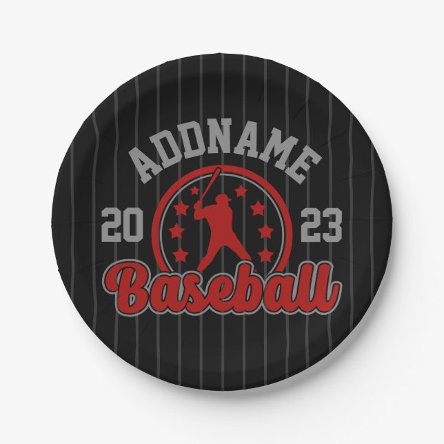 Personalized NAME Baseball Team Player Game Paper Plate (Front)