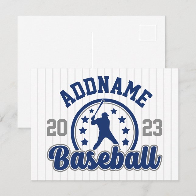 Personalized NAME Baseball Team Player Game Postcard (Front/Back)