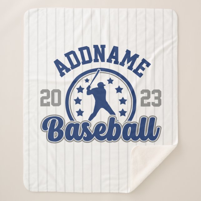 Personalized NAME Baseball Team Player Game Sherpa Blanket (Front)