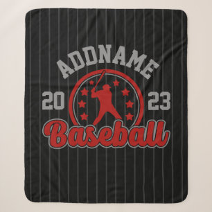 Personalized NAME Baseball Team Player Game Sherpa Blanket