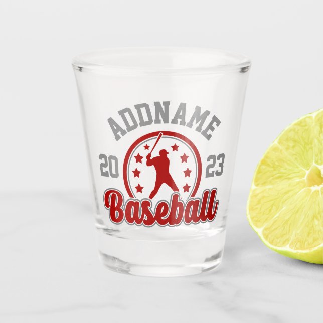 Personalized NAME Baseball Team Player Game Shot Glass (Front)