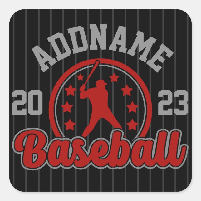 Personalized NAME Baseball Team Player Game Square Sticker (Front)