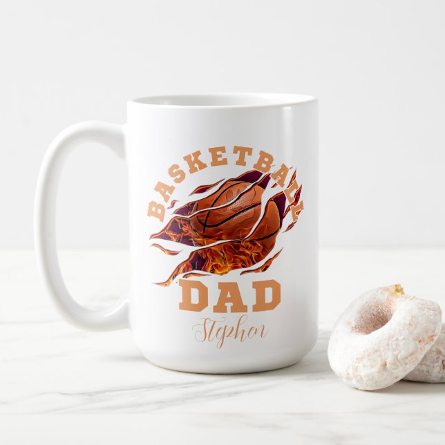 Personalized name basketball dad fathers day coffee mug (With Donut)